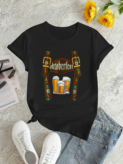 Fashion Personality Women's Oktoberfest Pattern T-shirt