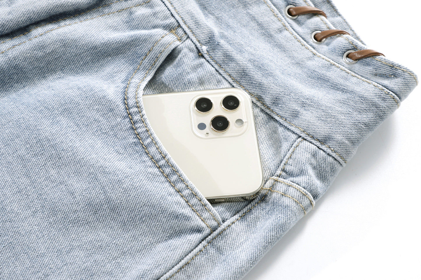 Jeansshorts mit hoher Taille und weitem Bein für Damen