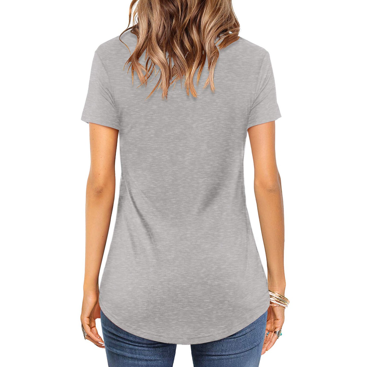 Vorne gekreuzter V-Ausschnitt, kurzärmliges, lockeres T-Shirt für Damen