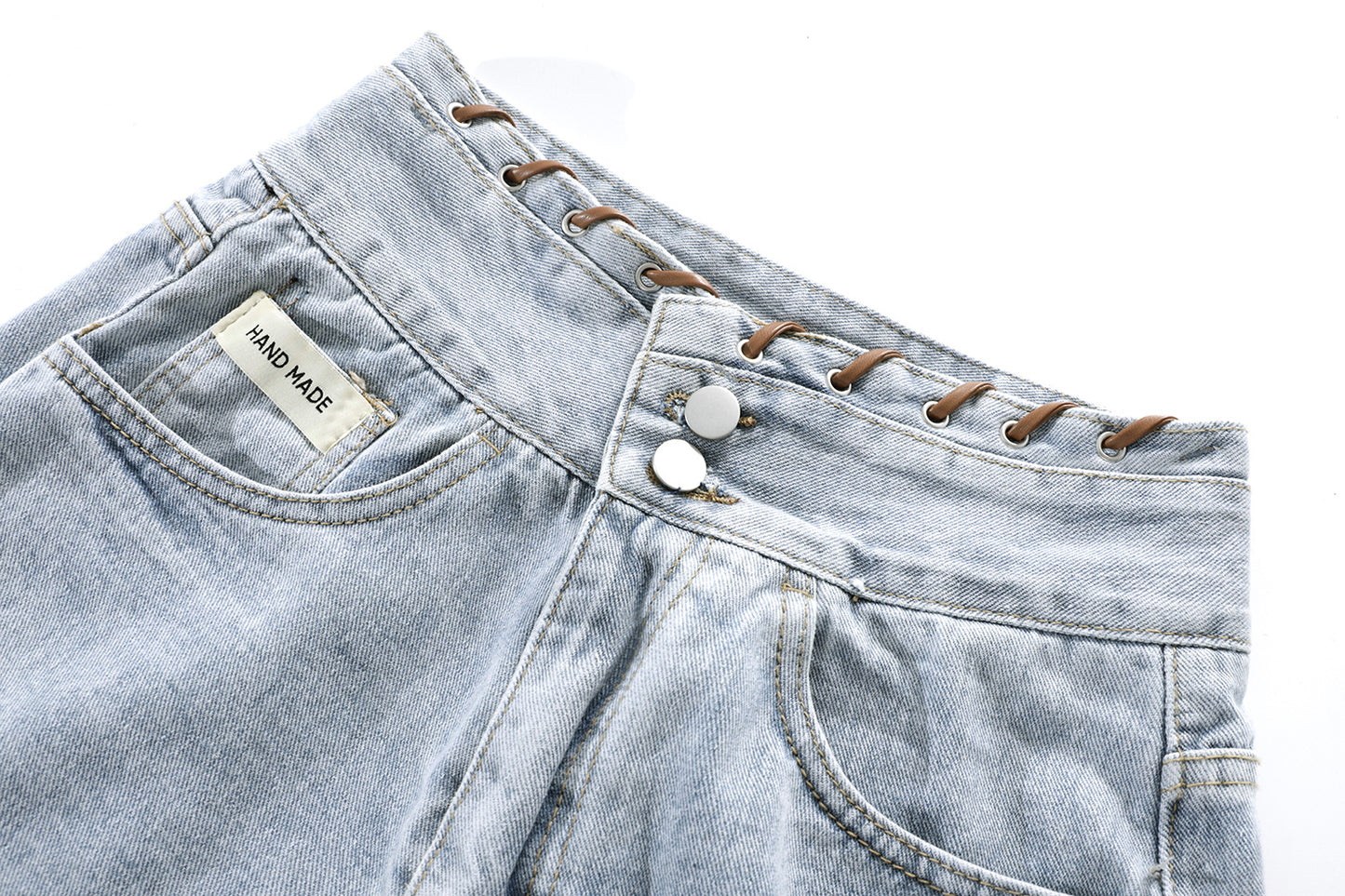 Jeansshorts mit hoher Taille und weitem Bein für Damen