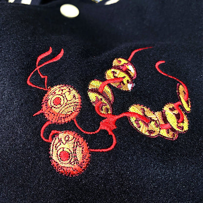 Herrenjacke im chinesischen Stil mit hochwertiger Stickerei – Schwarz