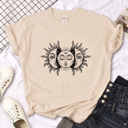 Hexe Triple Moon Gothic Sonne Tshirt Frauen Y2K T-Shirt weibliche Des
