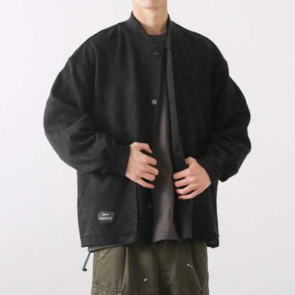 Lockere Herrenjacke aus Wildlederimitat – Vintage-Optik, langärmelig