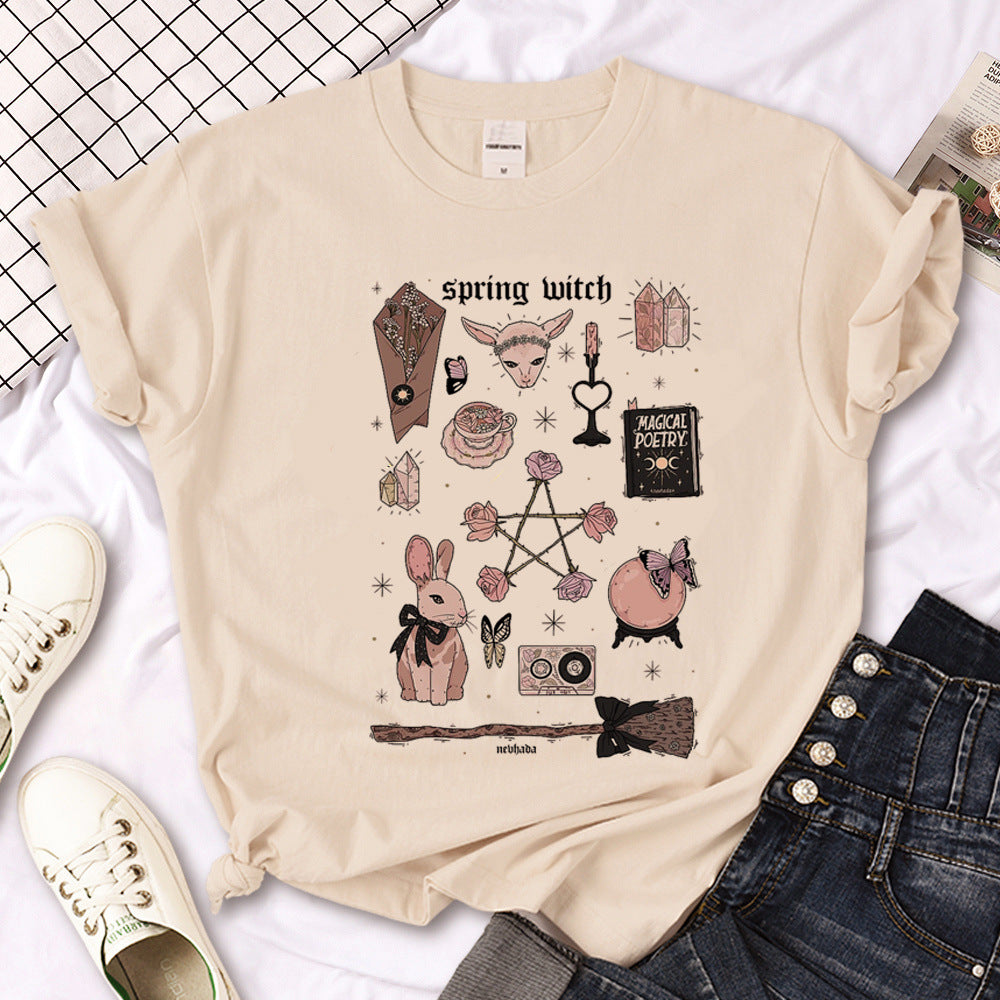 Hexe Triple Moon Gothic Sonne Tshirt Frauen Y2K T-Shirt weibliche Des