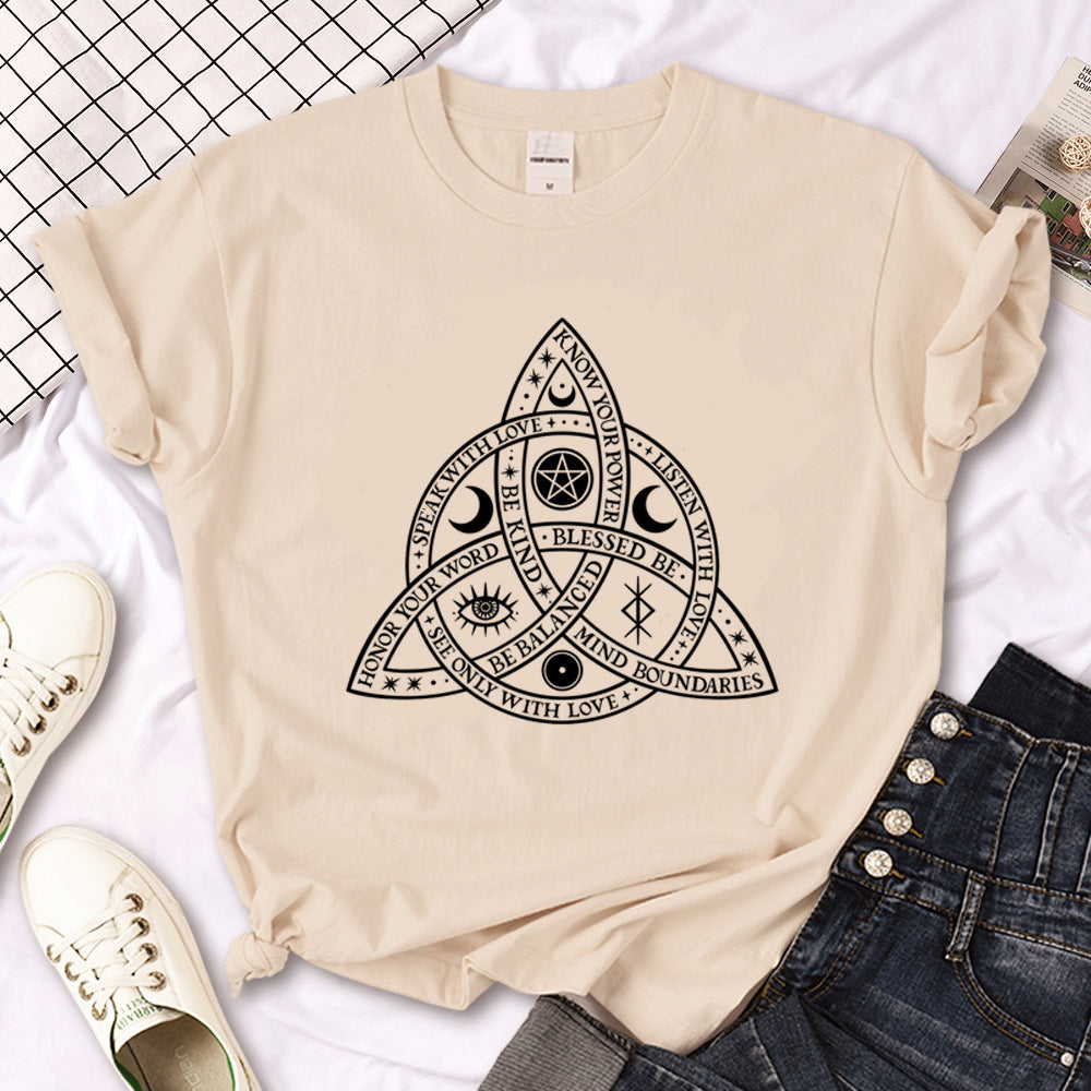Hexe Triple Moon Gothic Sonne Tshirt Frauen Y2K T-Shirt weibliche Des