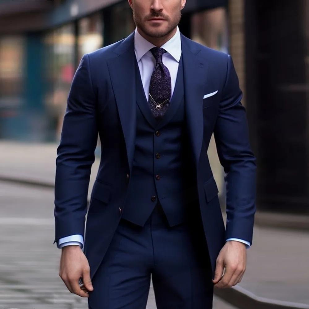 Dreiteiliger Herrenanzug – Slim Fit Anzug mit Weste für Business & Anlass