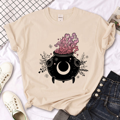 Hexe Triple Moon Gothic Sonne Tshirt Frauen Y2K T-Shirt weibliche Des