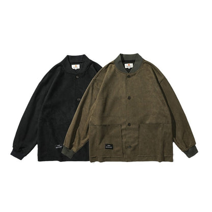 Lockere Herrenjacke aus Wildlederimitat – Vintage-Optik, langärmelig