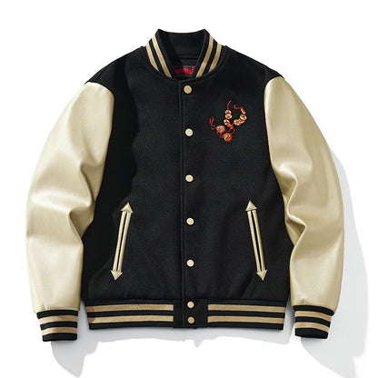 Herrenjacke im chinesischen Stil mit hochwertiger Stickerei – Schwarz