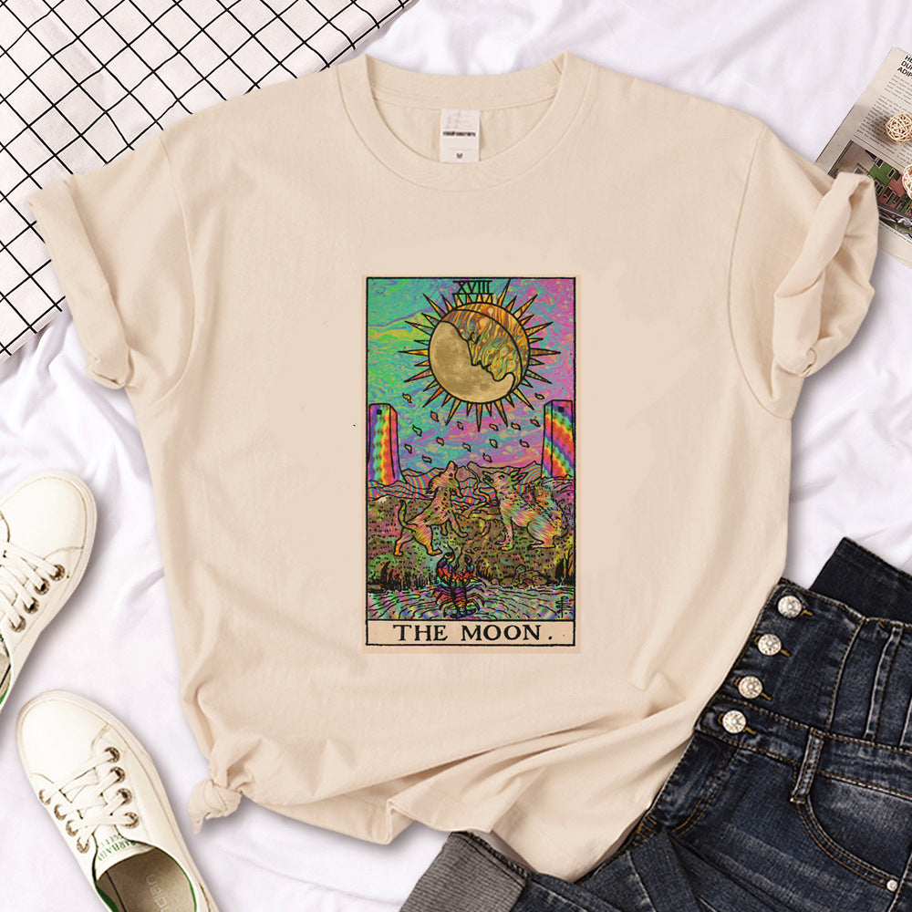 Hexe Triple Moon Gothic Sonne Tshirt Frauen Y2K T-Shirt weibliche Des
