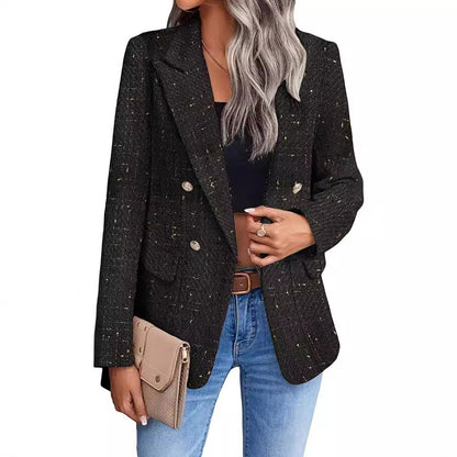 Damen-Blazer aus Polyester-Tweed mit modischen, lässigen Taschen oben
