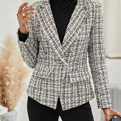 Blazer mit Karomuster Eleganter karierter Blazer mit zwei Knöpfen