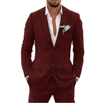 Herrenanzug Slim Fit – Leichter Anzug aus Leinenmischung für Hochzeit & Freizeit