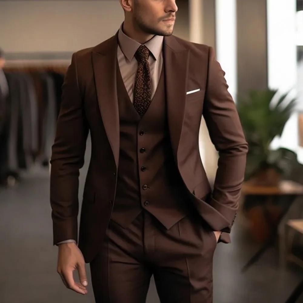 Dreiteiliger Herrenanzug – Slim Fit Anzug mit Weste für Business & Anlass