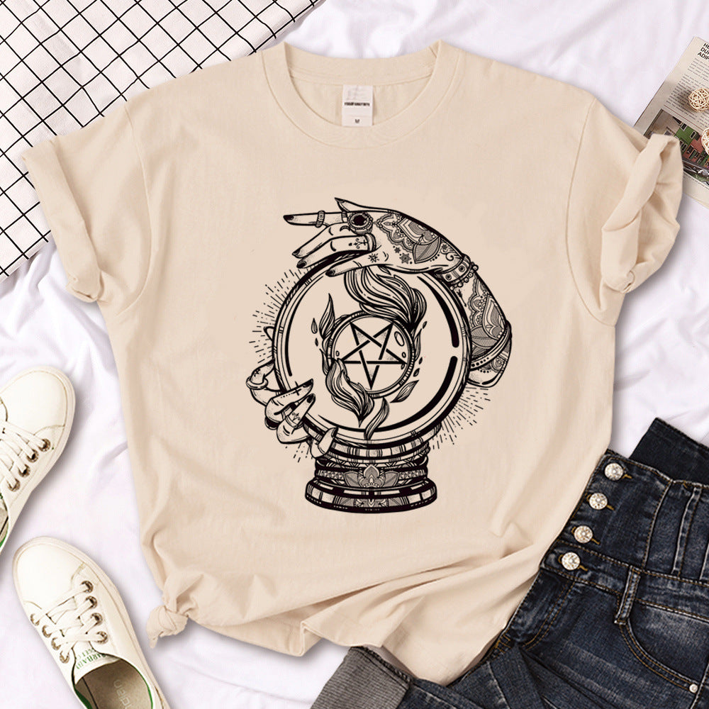 Hexe Triple Moon Gothic Sonne Tshirt Frauen Y2K T-Shirt weibliche Des