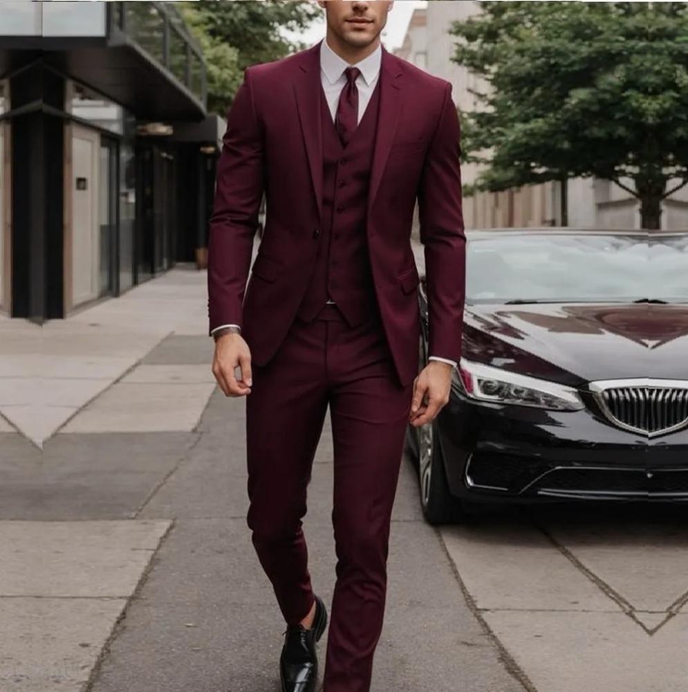 Dreiteiliger Herrenanzug – Slim Fit Anzug mit Weste für Business & Anlass