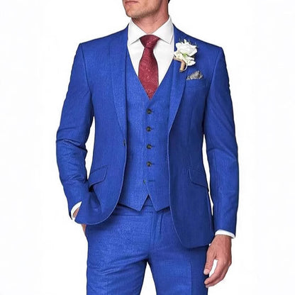 Elegantes Herrenanzug-Set in Unifarbe – Slim Fit mit Weste, Jackett & Hose