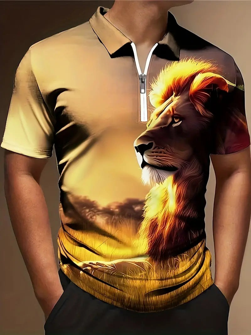 Herren Polo Shirt mit Print und Zipper-Details – Matteo (1+1 Gratis