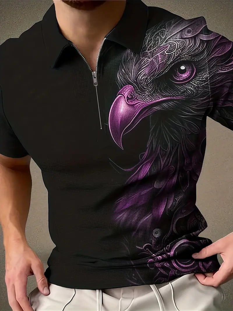 Herren Polo Shirt mit Print und Zipper-Details – Matteo (1+1 Gratis