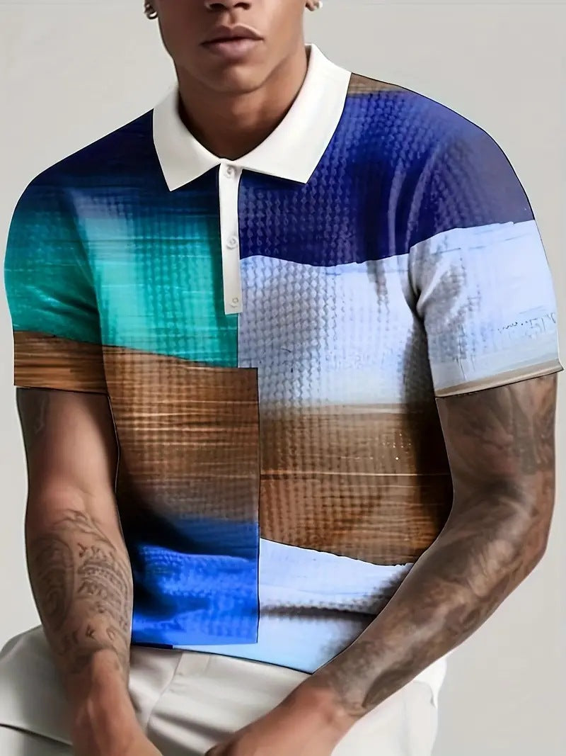 Herren Polo Shirt mit Print und Zipper-Details – Matteo (1+1 Gratis