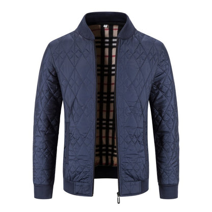 Herrenjacke mit Rautensteppung und Fleecefutter – Baumwollmix, gefüttert