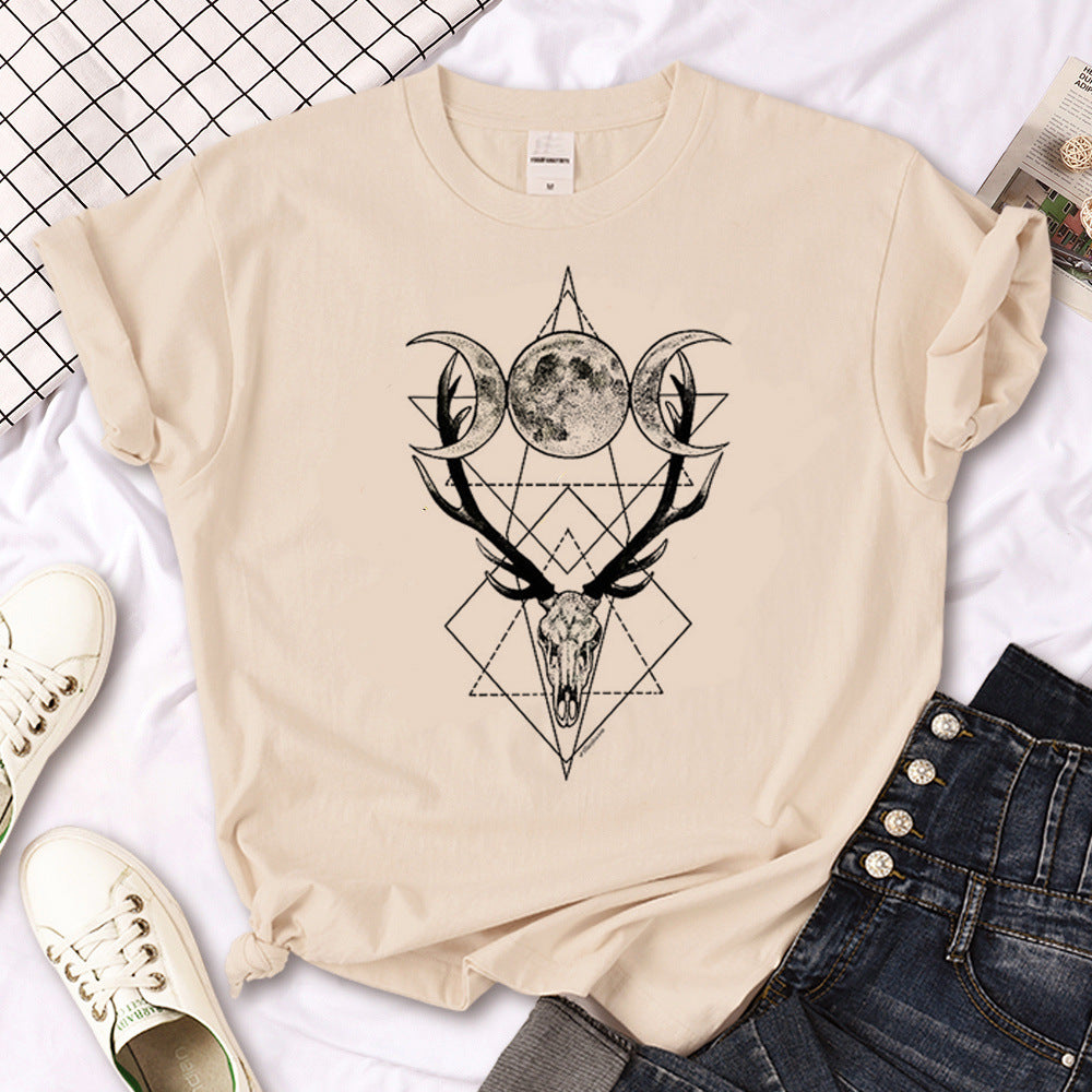 Hexe Triple Moon Gothic Sonne Tshirt Frauen Y2K T-Shirt weibliche Des