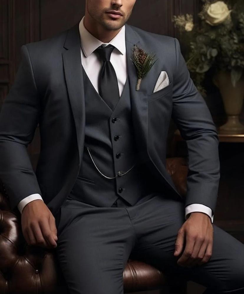 Dreiteiliger Herrenanzug – Slim Fit Anzug mit Weste für Business & Anlass