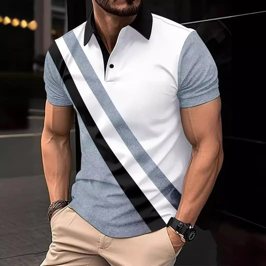 Herren Polo Shirt mit Print und Zipper-Details – Matteo (1+1 Gratis