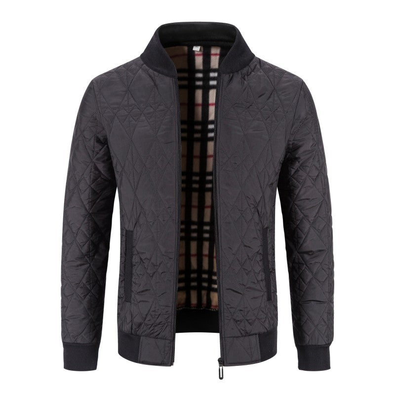 Herrenjacke mit Rautensteppung und Fleecefutter – Baumwollmix, gefüttert