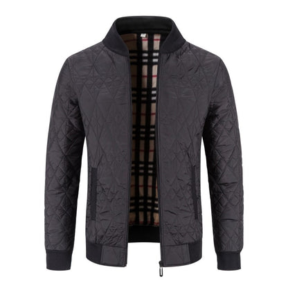 Herrenjacke mit Rautensteppung und Fleecefutter – Baumwollmix, gefüttert