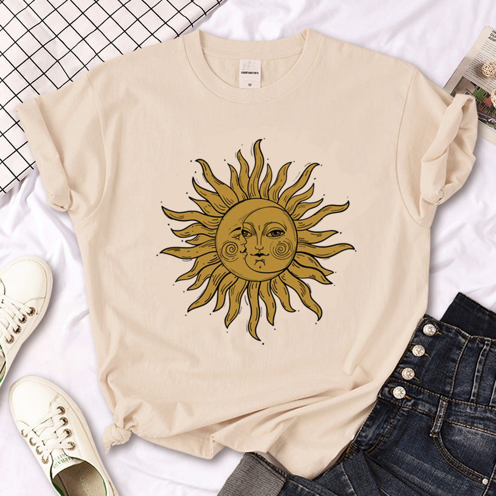 Hexe Triple Moon Gothic Sonne Tshirt Frauen Y2K T-Shirt weibliche Des
