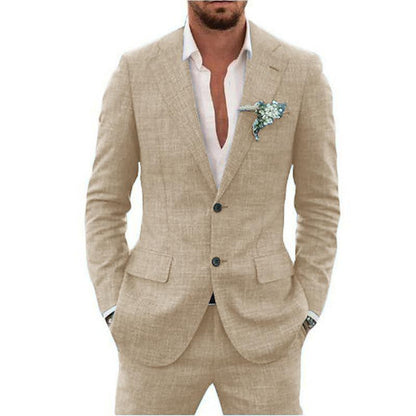 Herrenanzug Slim Fit – Leichter Anzug aus Leinenmischung für Hochzeit & Freizeit
