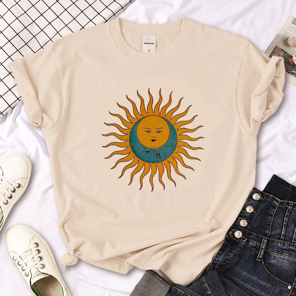 Hexe Triple Moon Gothic Sonne Tshirt Frauen Y2K T-Shirt weibliche Des