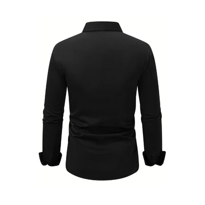 Herrenhemd Business Button-Down-Hemd Sommer Einfarbig Langarm Revers Urlaubshemd Mode Temperament Casual Tops