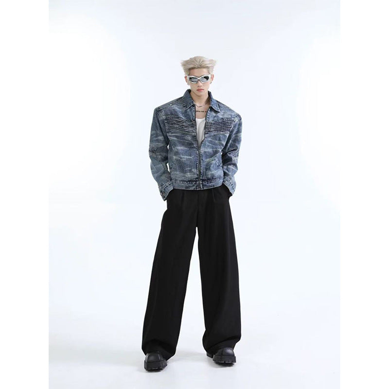 Herren Vintage-Jeansjacke im 3D-Schnitt – Gewaschener Denim-Look