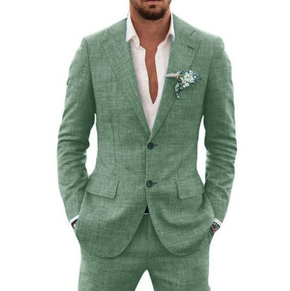 Herrenanzug Slim Fit – Leichter Anzug aus Leinenmischung für Hochzeit & Freizeit