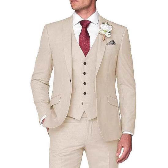 Elegantes Herrenanzug-Set in Unifarbe – Slim Fit mit Weste, Jackett & Hose