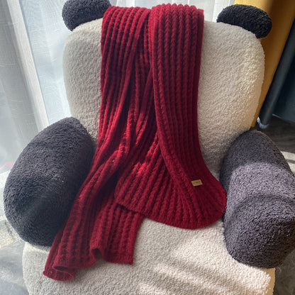Unisex Wollschal – Langer Strickschal in Uni-Farben