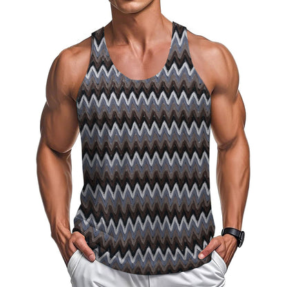 Ärmelloses Herren-Sommeroberteil im Retro-Stil mit Wellenstreifen