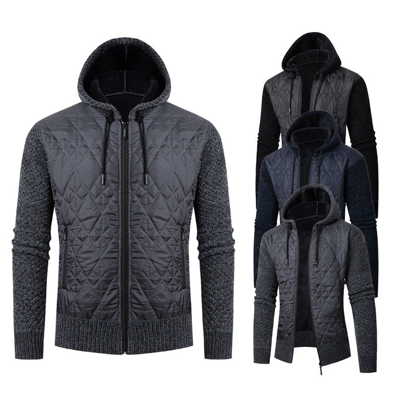 Herren Kapuzen-Strickjacke aus Cord mit Leinenfutter – Winterjacke für Freizeit