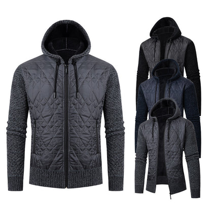 Herren Kapuzen-Strickjacke aus Cord mit Leinenfutter – Winterjacke für Freizeit
