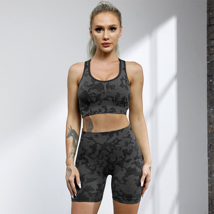 Sport-BH Hüftheben Fitness Shorts Grenzüberschreitender Sportanzug Nahtloser Yoga-Anzug Damen