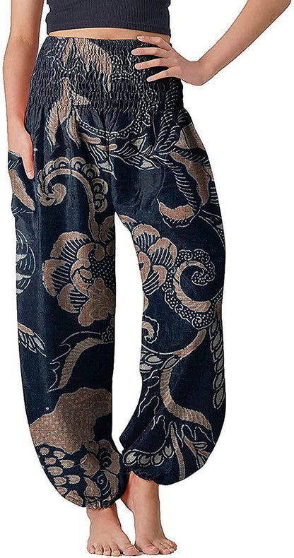 Damen Pumphose mit Bohemian-Print, lange Hose