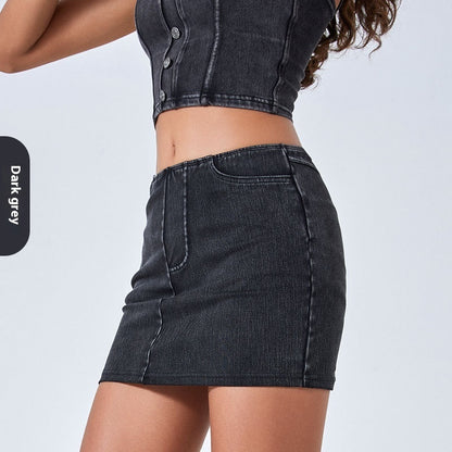 Frühling und Sommer Neue Farbe High Waist Denim Yoga Röcke