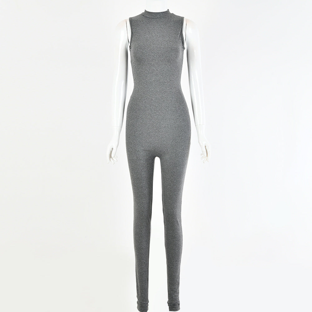Jumpsuit mit Rundhalsausschnitt und Nähten für Damen