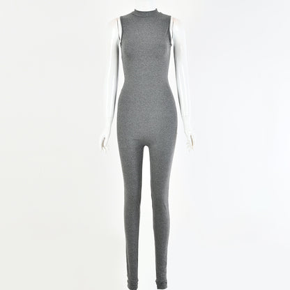 Jumpsuit mit Rundhalsausschnitt und Nähten für Damen