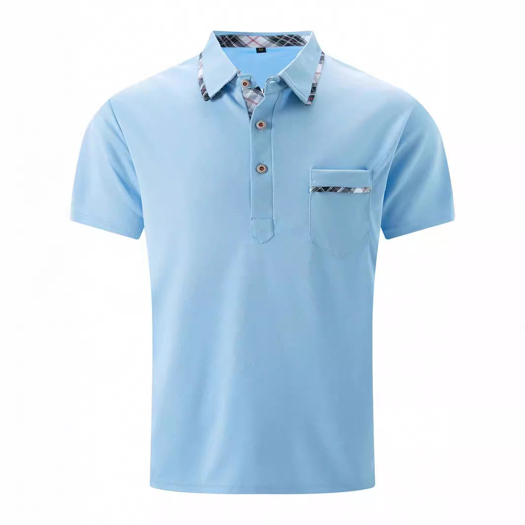 Modernes Polo-T-Shirt mit asymmetrischem Punktmuster – Kurzarmshirt mit Polokragen (1+1 Gratis)