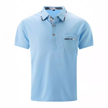 Modernes Polo-T-Shirt mit asymmetrischem Punktmuster – Kurzarmshirt mit Polokragen (1+1 Gratis)
