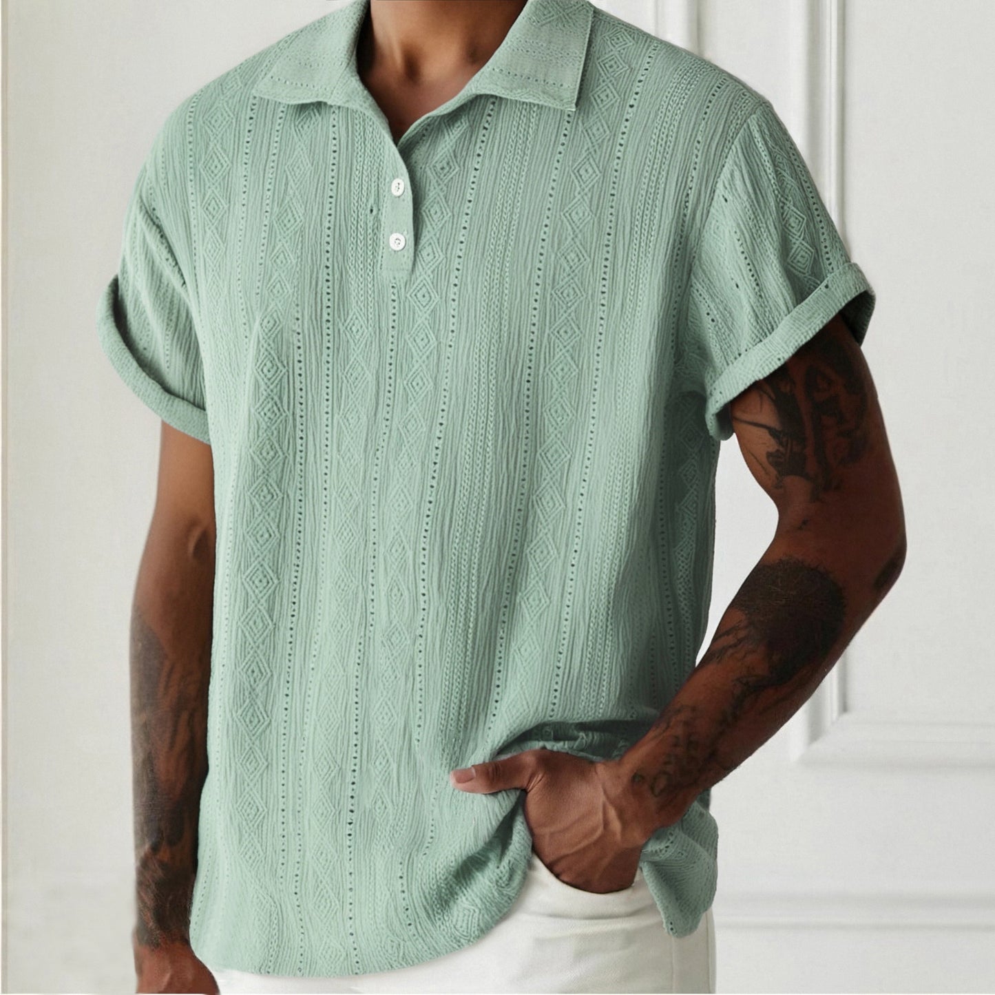 Herren Sommerhemd mit Hohldesign – Leicht, Atmungsaktiv & Kurzarm
