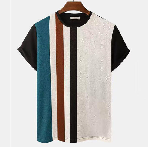 Kurzarm Mesh-Shirt mit 3D-Streifenprint – Locker geschnittenes Sommeroberteil (1+1 Gratis)